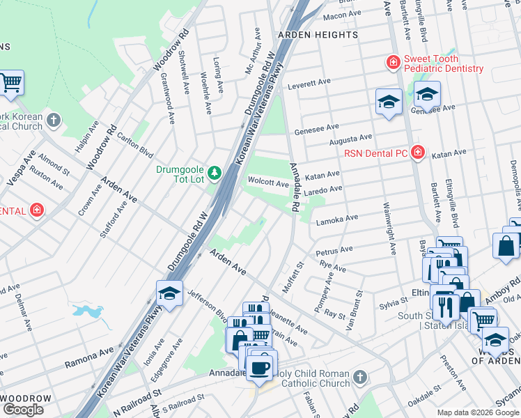 map of restaurants, bars, coffee shops, grocery stores, and more near 20 Edgegrove Avenue in Staten Island