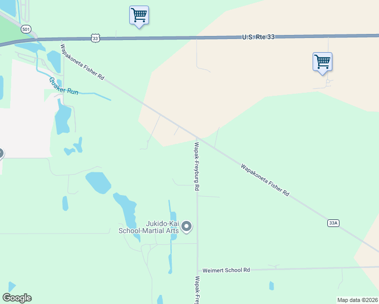 map of restaurants, bars, coffee shops, grocery stores, and more near 13502-13508 Wapak-Freyburg Road in Wapakoneta