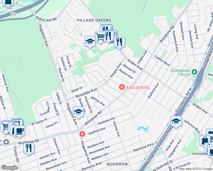 map of restaurants, bars, coffee shops, grocery stores, and more near 22 Belfield Avenue in Staten Island