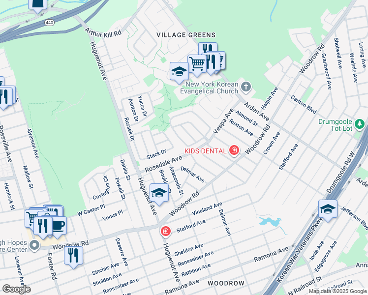 map of restaurants, bars, coffee shops, grocery stores, and more near 73 Everton Avenue in Staten Island