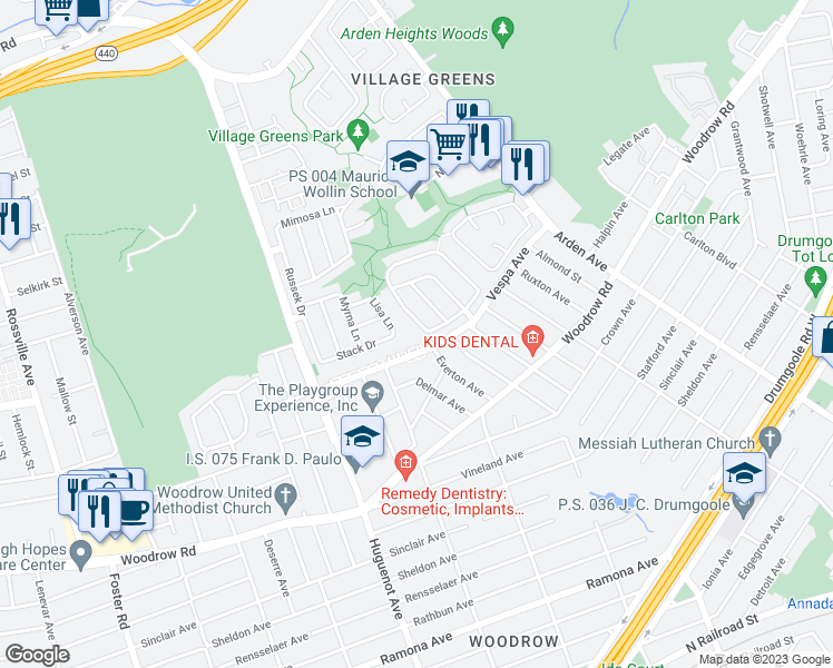 map of restaurants, bars, coffee shops, grocery stores, and more near 73 Everton Avenue in Staten Island