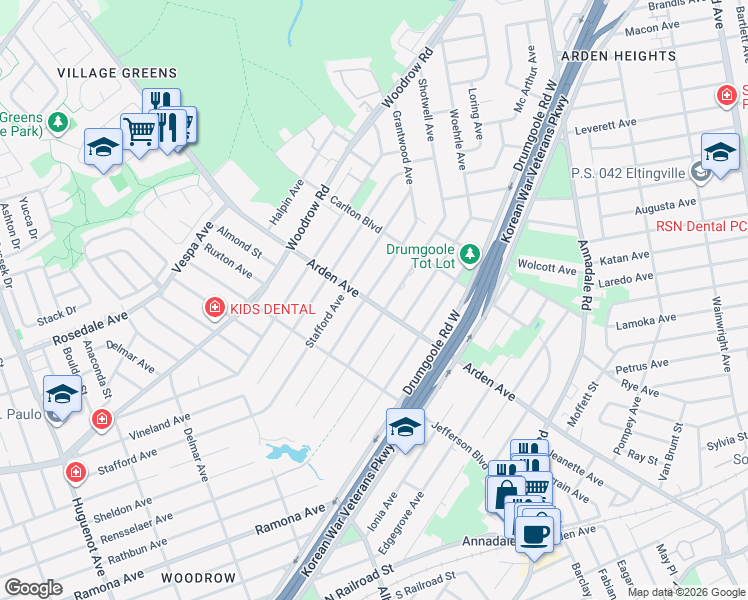 map of restaurants, bars, coffee shops, grocery stores, and more near 185 Sheldon Avenue in Staten Island