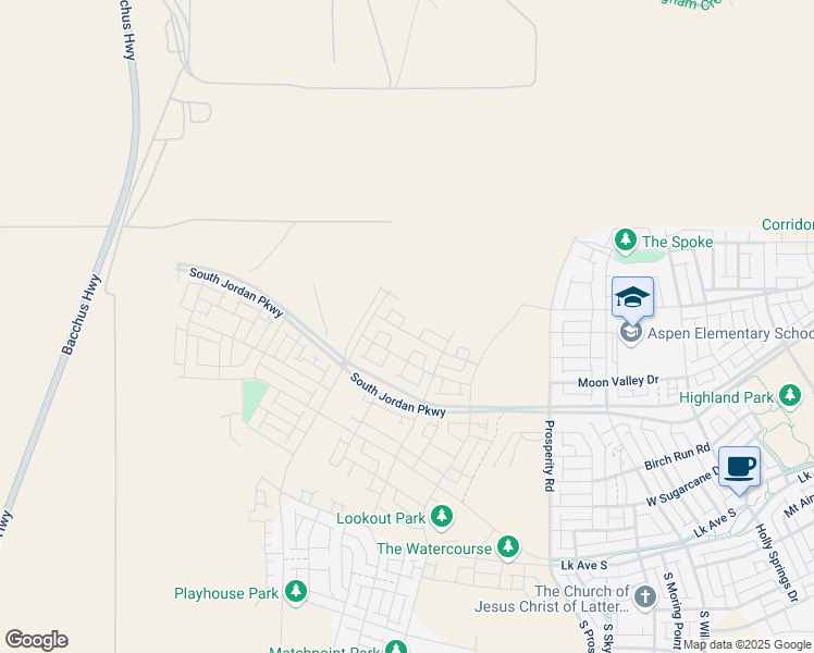 map of restaurants, bars, coffee shops, grocery stores, and more near 6734 Salt Marsh Road in South Jordan