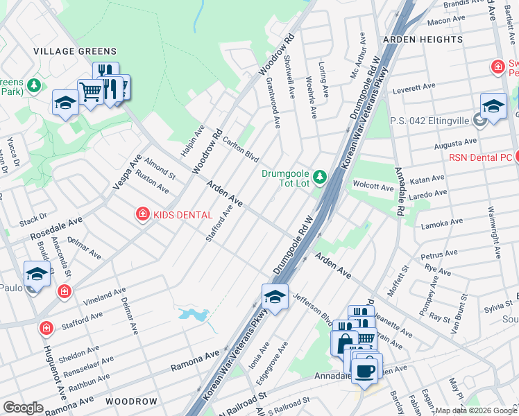 map of restaurants, bars, coffee shops, grocery stores, and more near 185 Sheldon Avenue in Staten Island