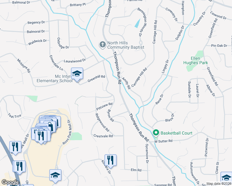 map of restaurants, bars, coffee shops, grocery stores, and more near 242 Byron Road in Pittsburgh