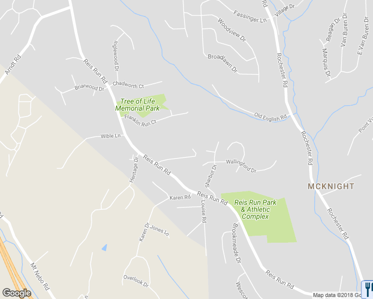 map of restaurants, bars, coffee shops, grocery stores, and more near 108 Sharbot Court in Pittsburgh
