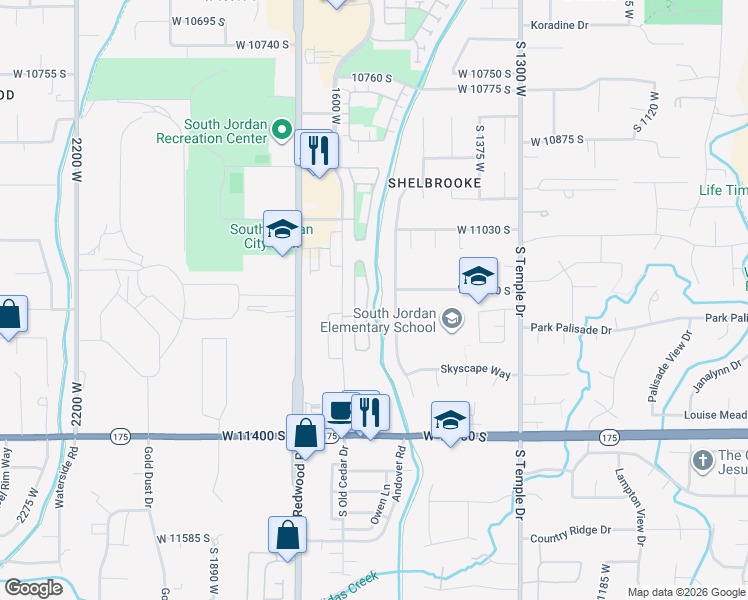 map of restaurants, bars, coffee shops, grocery stores, and more near 11171 South Heather Grove Lane in South Jordan