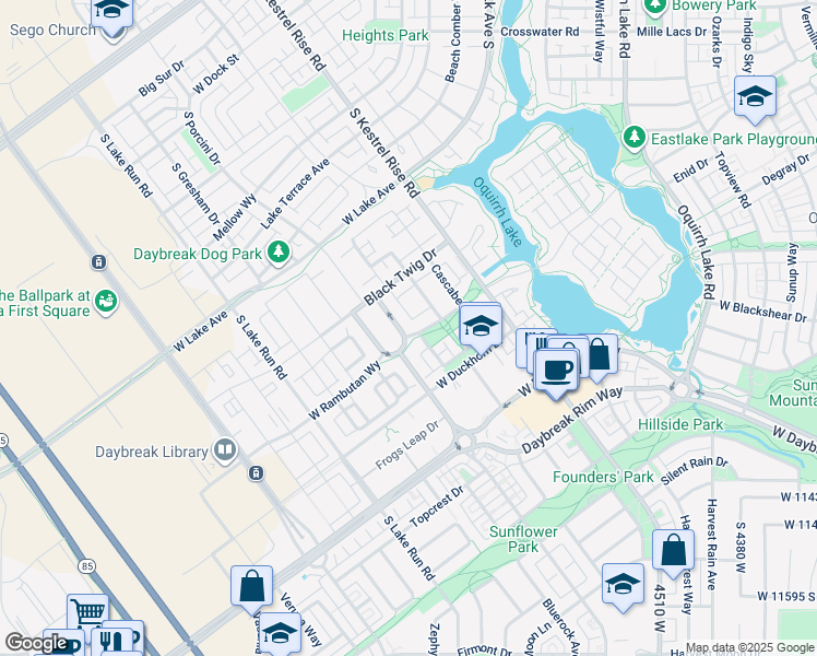 map of restaurants, bars, coffee shops, grocery stores, and more near 11199 Oakmond Road in South Jordan