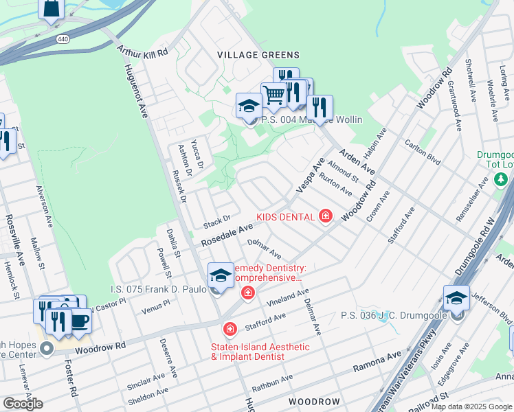 map of restaurants, bars, coffee shops, grocery stores, and more near 73 Everton Avenue in Staten Island