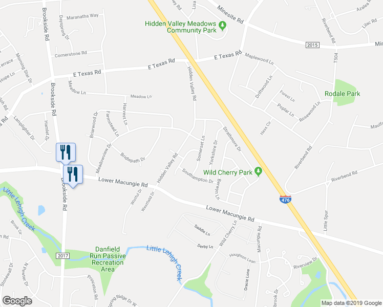 map of restaurants, bars, coffee shops, grocery stores, and more near 4868 Waterford Drive in Macungie