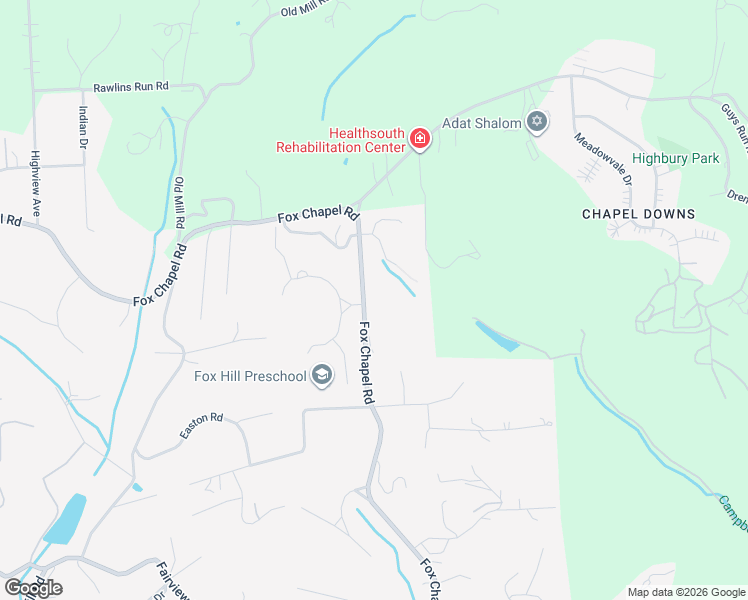 map of restaurants, bars, coffee shops, grocery stores, and more near 1410 Fox Chapel Road in Pittsburgh