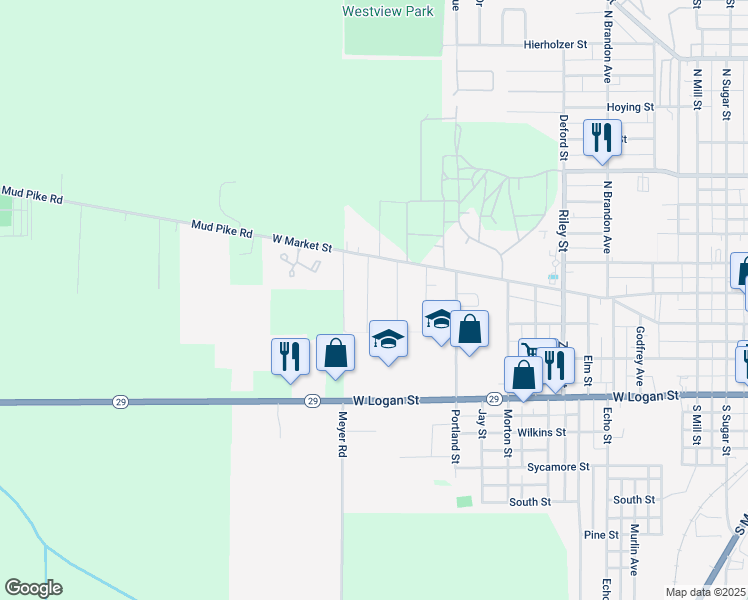 map of restaurants, bars, coffee shops, grocery stores, and more near 125 Margo Lane in Celina