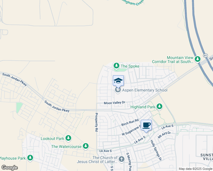 map of restaurants, bars, coffee shops, grocery stores, and more near 6427 West Arranmore Drive in South Jordan