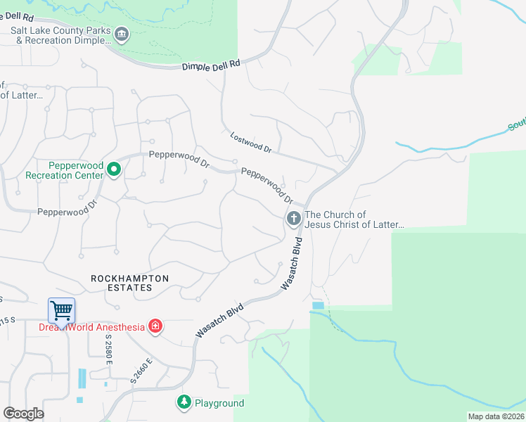 map of restaurants, bars, coffee shops, grocery stores, and more near 5 Bent Hollow Lane in Sandy