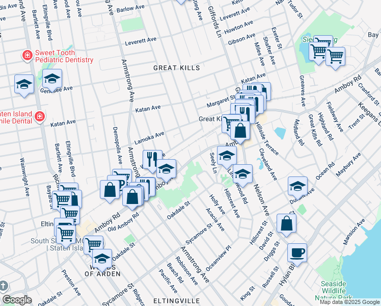 map of restaurants, bars, coffee shops, grocery stores, and more near 40 Wilson Avenue in Staten Island