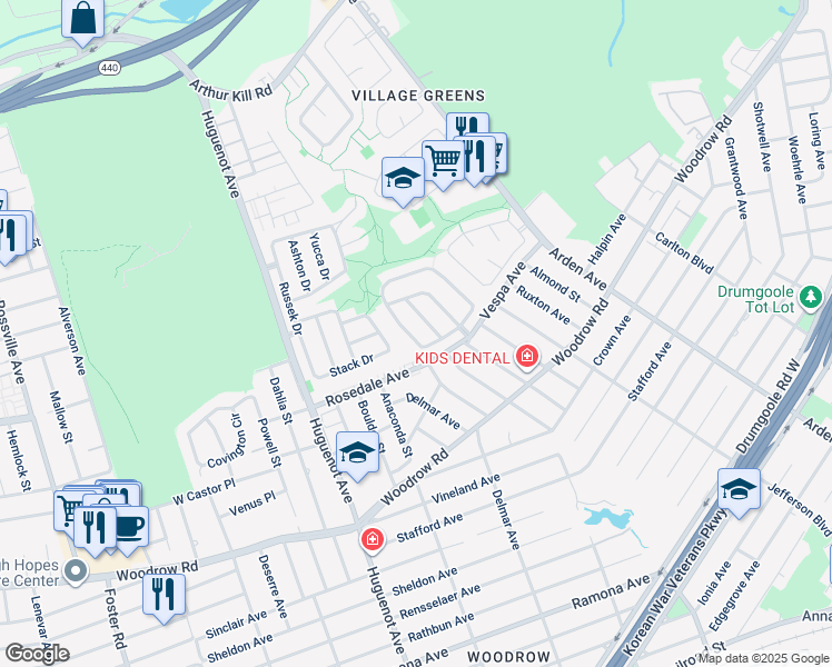 map of restaurants, bars, coffee shops, grocery stores, and more near 35 Victoria Road in Staten Island