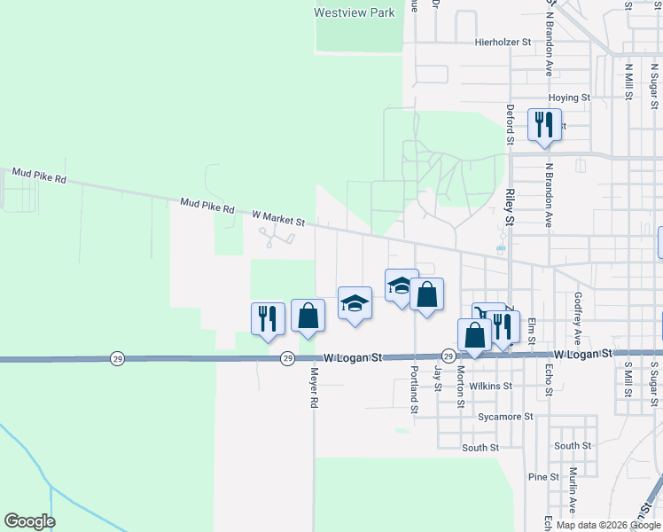 map of restaurants, bars, coffee shops, grocery stores, and more near 125 Margo Lane in Celina