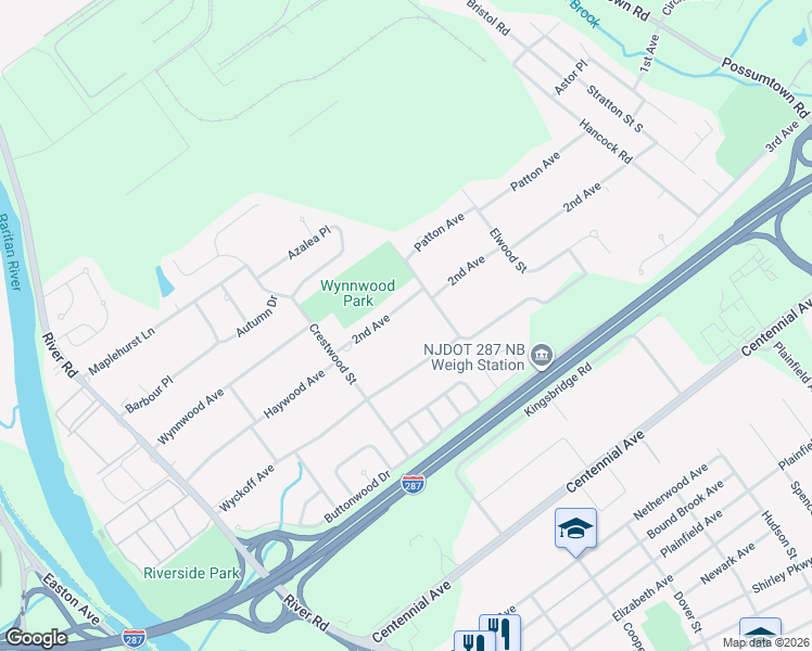 map of restaurants, bars, coffee shops, grocery stores, and more near 212 2nd Avenue in Piscataway