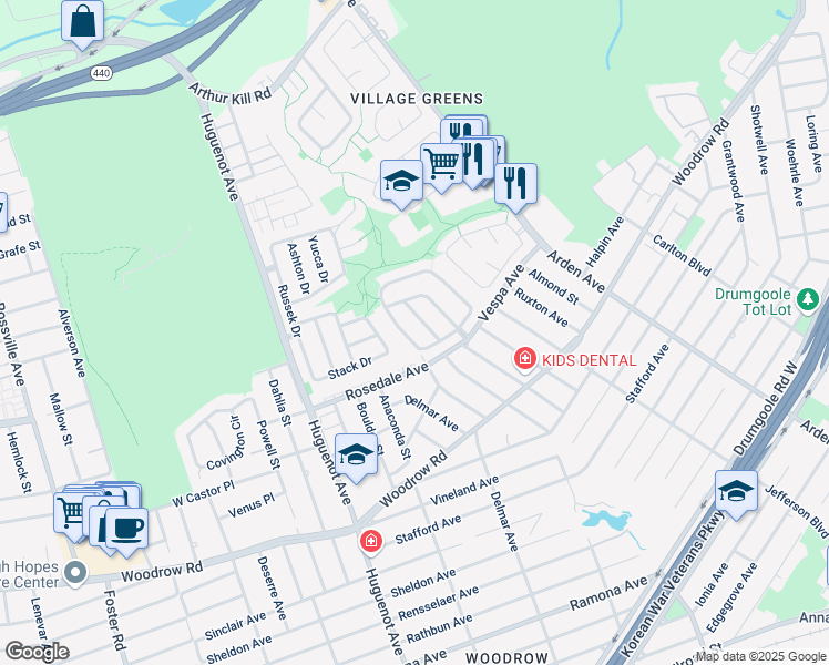 map of restaurants, bars, coffee shops, grocery stores, and more near 35 Victoria Road in Staten Island