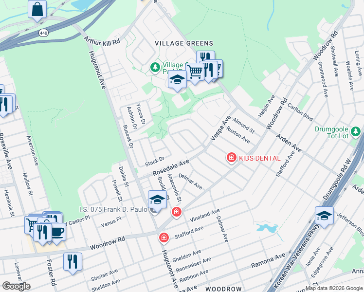 map of restaurants, bars, coffee shops, grocery stores, and more near 35 Victoria Road in Staten Island