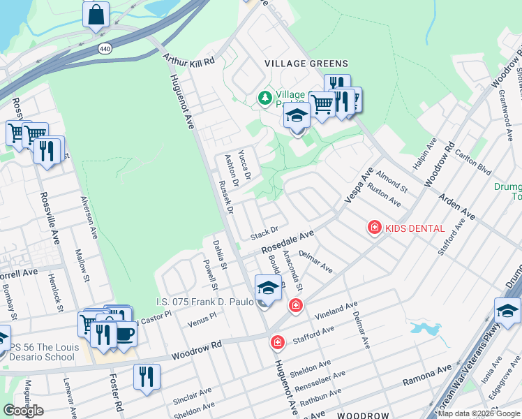 map of restaurants, bars, coffee shops, grocery stores, and more near 21 Lisa Lane in Staten Island
