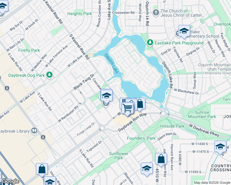map of restaurants, bars, coffee shops, grocery stores, and more near 11116 Kestrel Rise Road in South Jordan