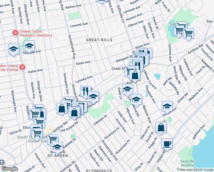 map of restaurants, bars, coffee shops, grocery stores, and more near 40 Wilson Avenue in Staten Island