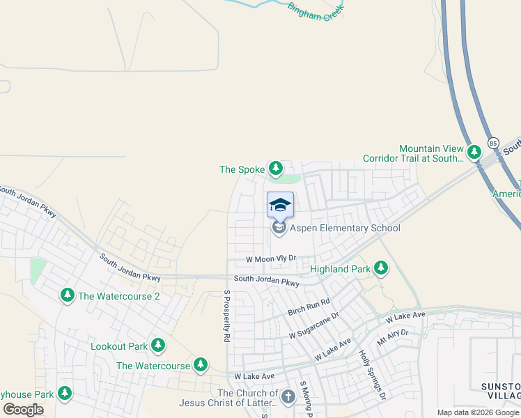 map of restaurants, bars, coffee shops, grocery stores, and more near 6438 West Arranmore Drive in South Jordan