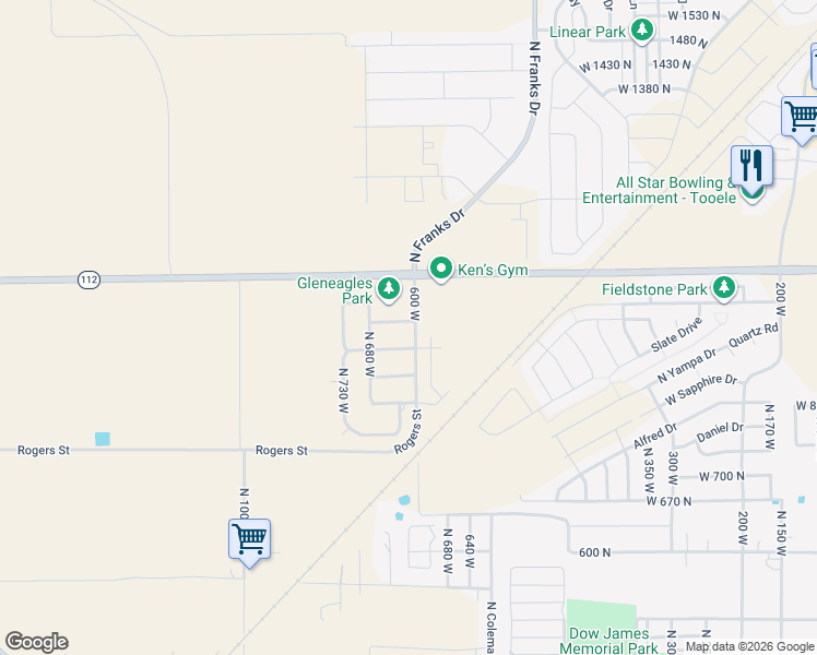 map of restaurants, bars, coffee shops, grocery stores, and more near 615 West 930 North in Tooele