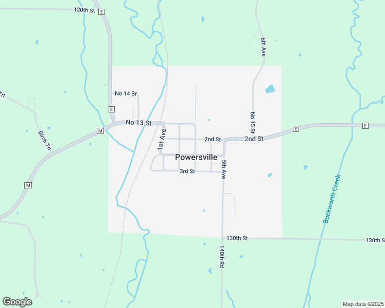 map of restaurants, bars, coffee shops, grocery stores, and more near 203 Main Street in Powersville