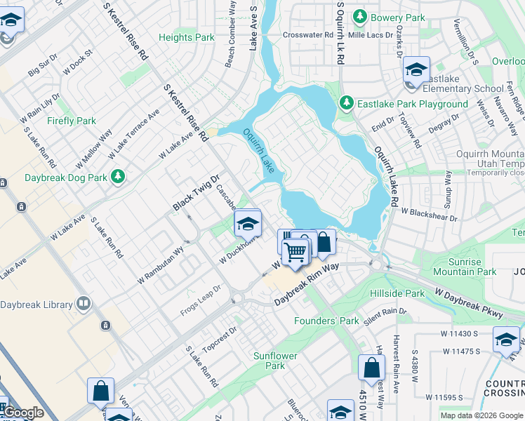 map of restaurants, bars, coffee shops, grocery stores, and more near 11116 Kestrel Rise Road in South Jordan
