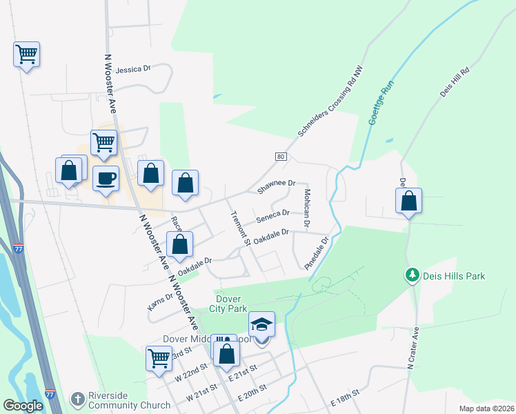 map of restaurants, bars, coffee shops, grocery stores, and more near 2717 Delaware Circle in Dover