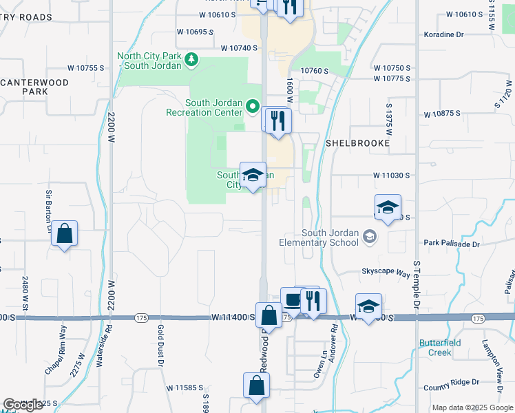 map of restaurants, bars, coffee shops, grocery stores, and more near 41112 South Redwood Road in South Jordan