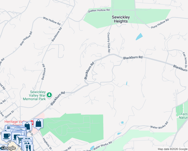 map of restaurants, bars, coffee shops, grocery stores, and more near 833 Blackburn Road in Sewickley