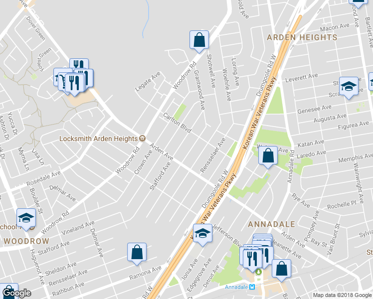 map of restaurants, bars, coffee shops, grocery stores, and more near 67 Sinclair Avenue in Staten Island
