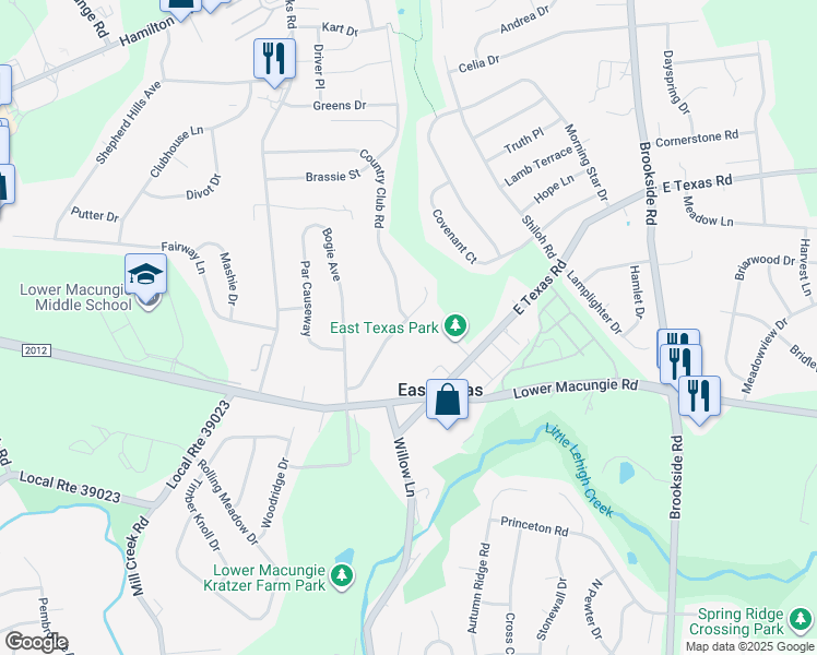 map of restaurants, bars, coffee shops, grocery stores, and more near 5706 Sandtrap Lane in Wescosville