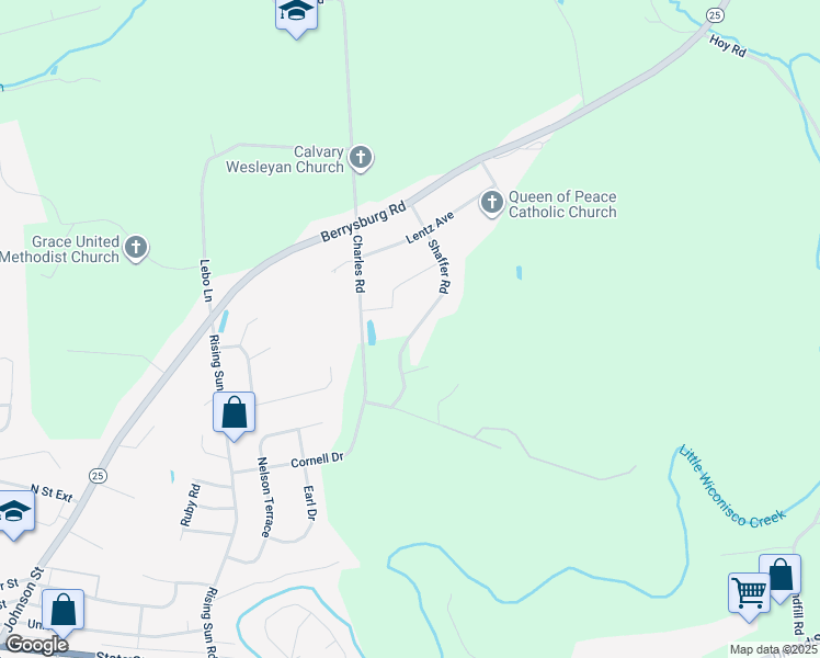map of restaurants, bars, coffee shops, grocery stores, and more near 414 Shaffer Road in Millersburg