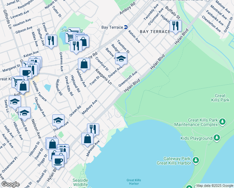 map of restaurants, bars, coffee shops, grocery stores, and more near in Staten Island