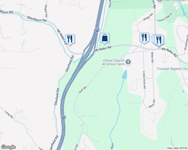 map of restaurants, bars, coffee shops, grocery stores, and more near 406 Duff Road in Sewickley