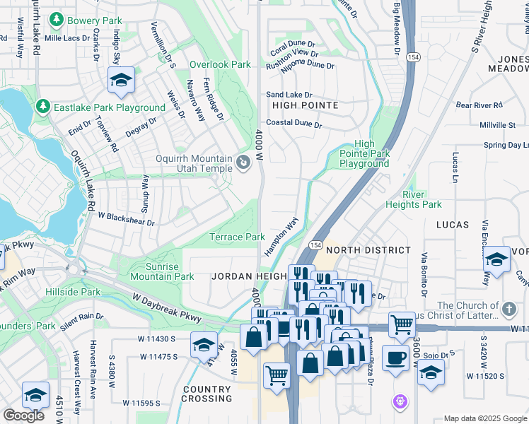 map of restaurants, bars, coffee shops, grocery stores, and more near 3968 Uniondale Court in South Jordan