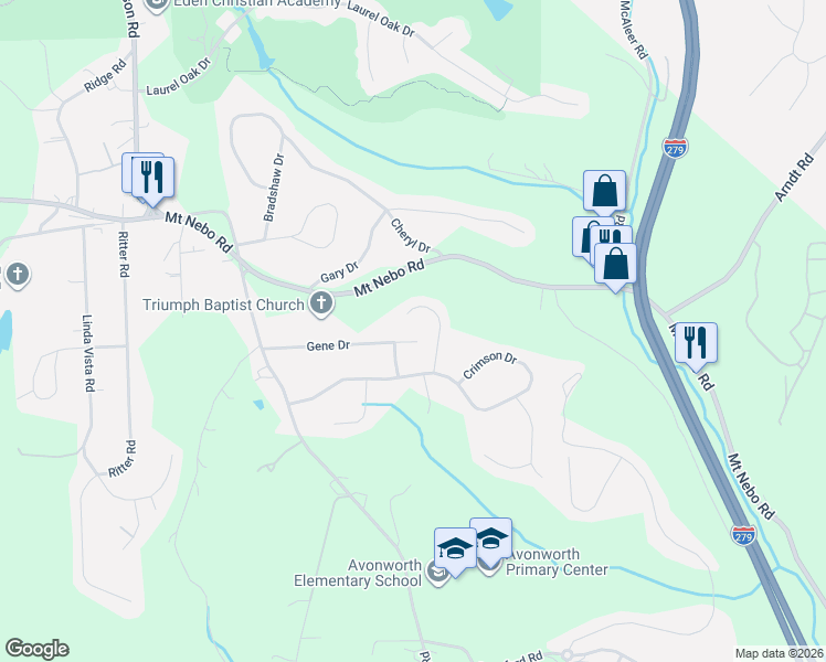 map of restaurants, bars, coffee shops, grocery stores, and more near 163 Gene Drive in Pittsburgh