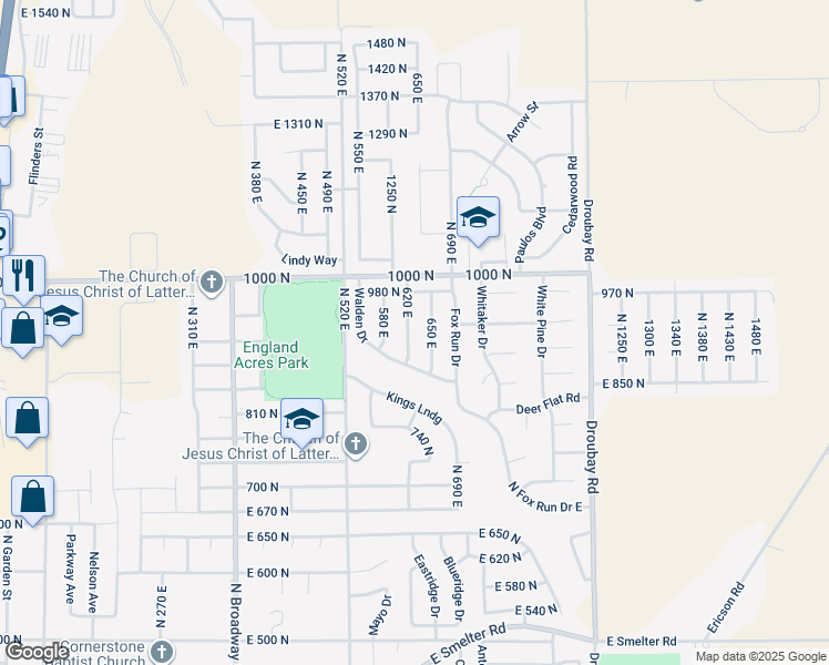 map of restaurants, bars, coffee shops, grocery stores, and more near 914 620 East in Tooele