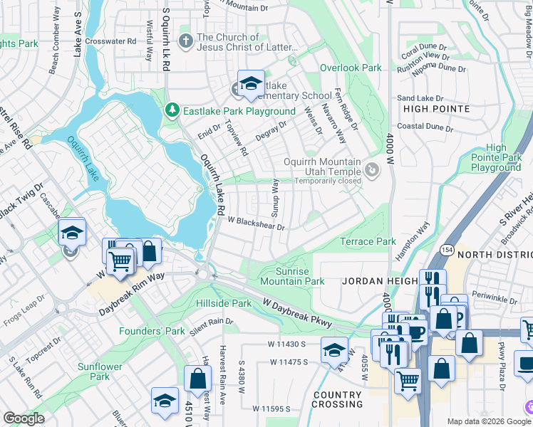 map of restaurants, bars, coffee shops, grocery stores, and more near 11097 Topview Road in South Jordan