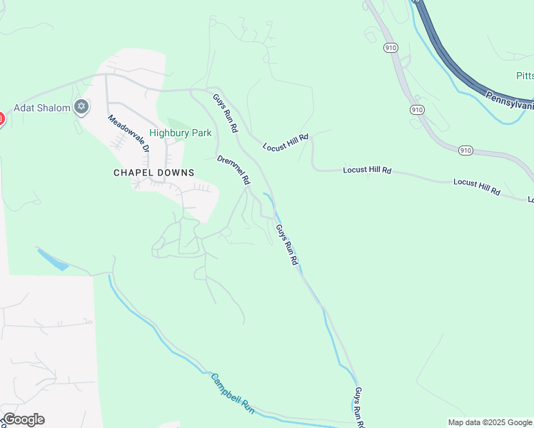 map of restaurants, bars, coffee shops, grocery stores, and more near 553 Guys Run Road in Cheswick
