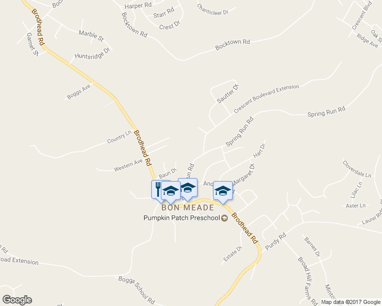 map of restaurants, bars, coffee shops, grocery stores, and more near 288 Spring Run Road in Crescent Township