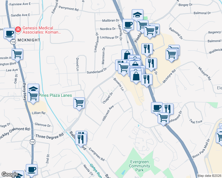 map of restaurants, bars, coffee shops, grocery stores, and more near 208 Plymouth Square in Pittsburgh
