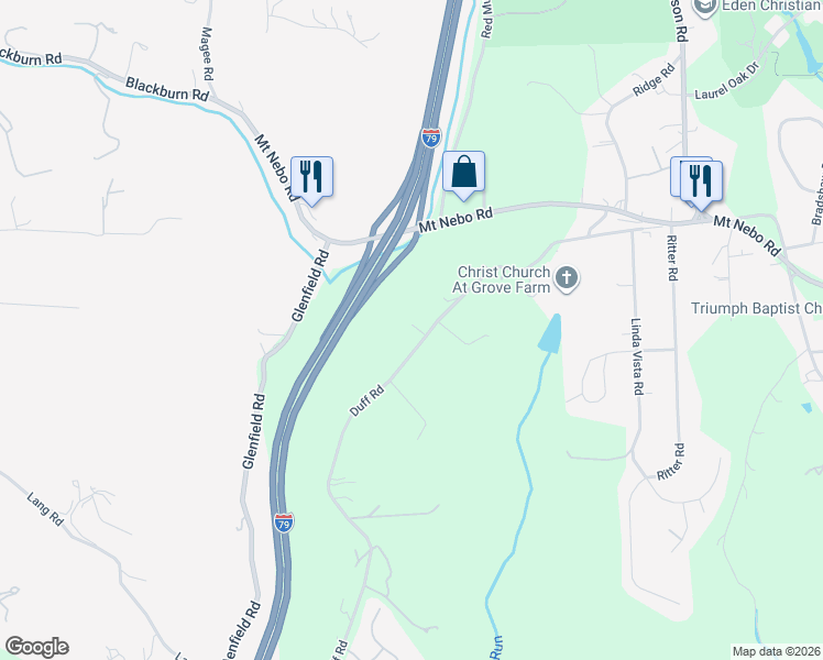 map of restaurants, bars, coffee shops, grocery stores, and more near 406 Duff Road in Sewickley