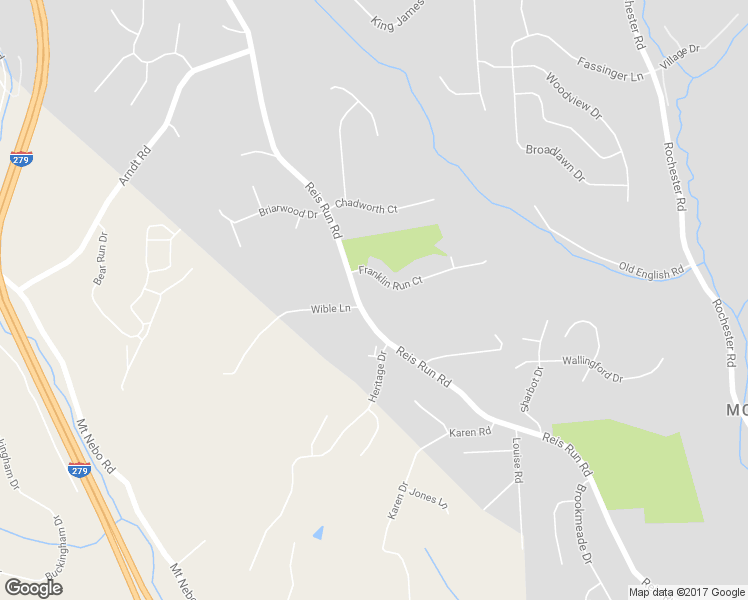 map of restaurants, bars, coffee shops, grocery stores, and more near 2054 Reis Run Road in Pittsburgh