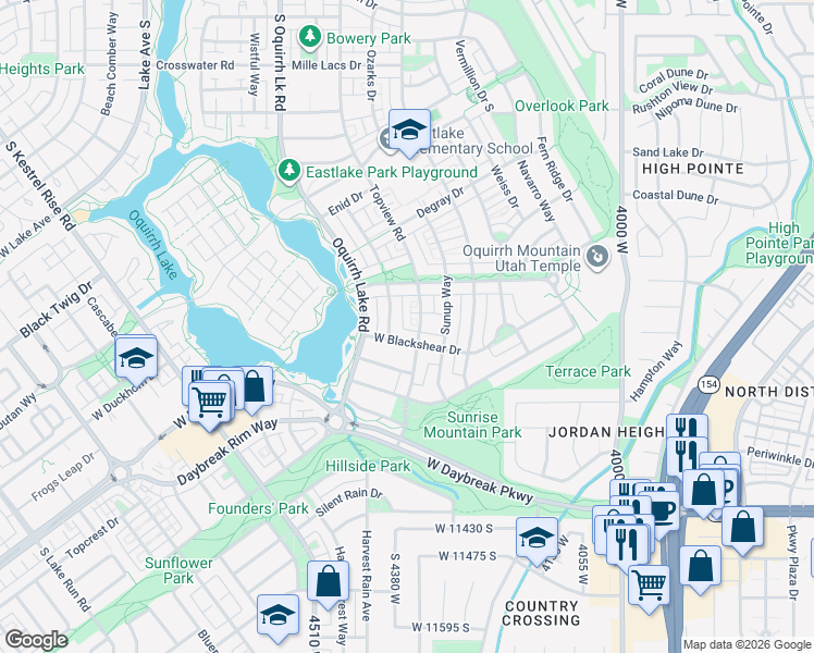 map of restaurants, bars, coffee shops, grocery stores, and more near 11094 Topview Road in South Jordan