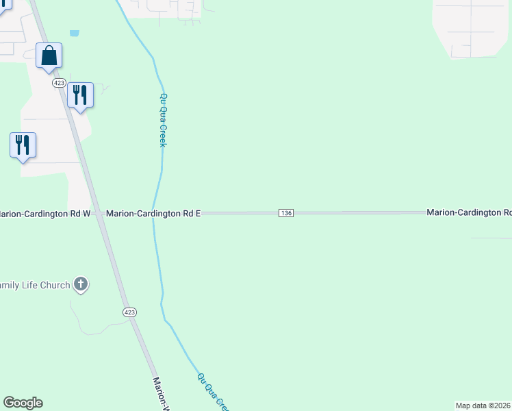 map of restaurants, bars, coffee shops, grocery stores, and more near 510 Marion-Cardington Road East in Marion